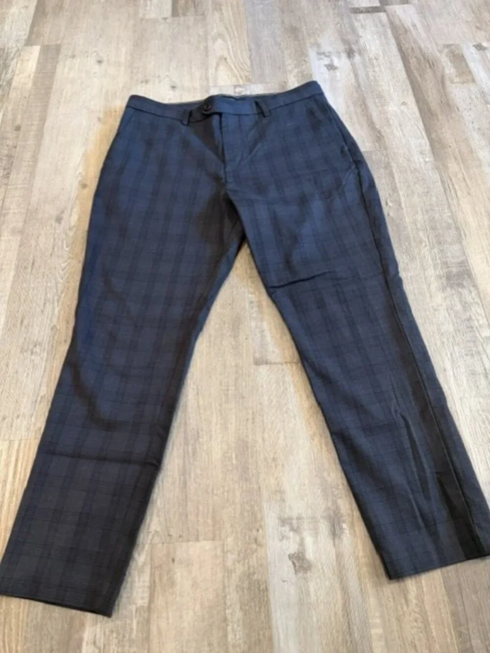 Share Banana Republic Men's Slim Tapered Grey Plaid Twill Dress Pants Stretch 33